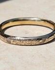 Vivian Grace Vintage Bracelet Gold Vintage Mid-Century 14k Gold-Filled Floral Etched Bangle Bracelet by H.F.B.