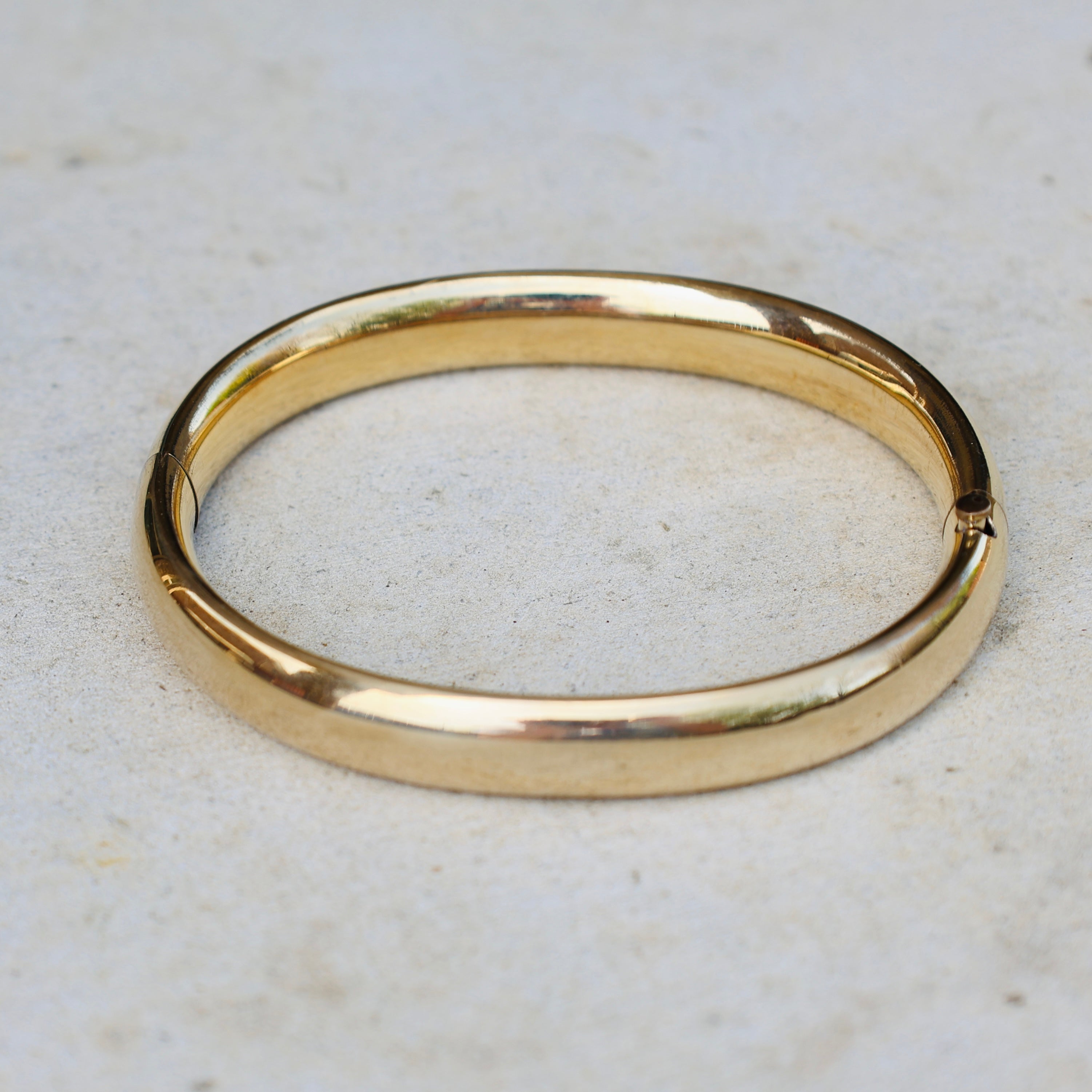 Vivian Grace Vintage Bracelet Gold Vintage Mid-Century 14k Gold-Filled Floral Etched Bangle Bracelet by H.F.B.