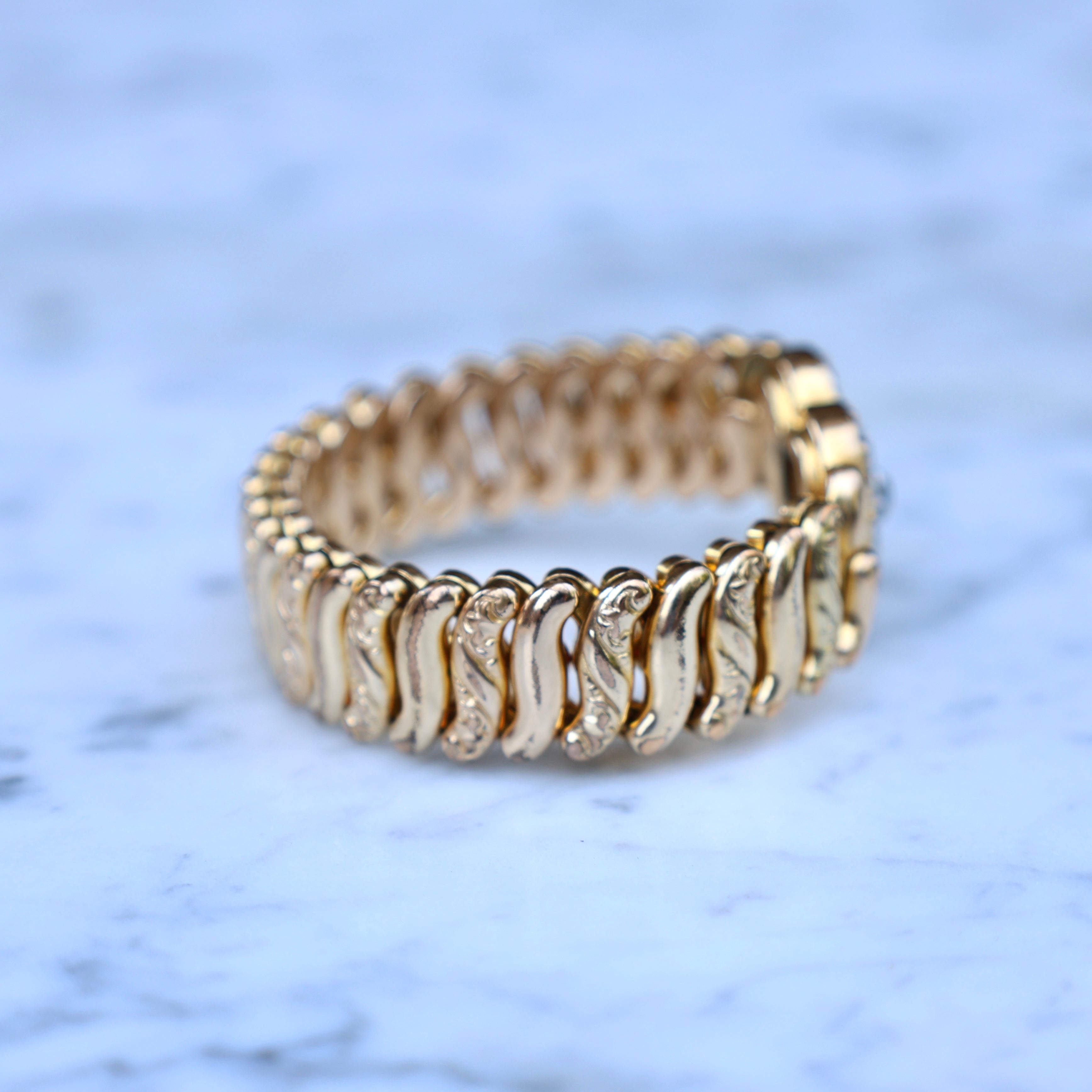 Vivian Grace Vintage Bracelet Gold Vintage Mother of Pearl Gold Filled Sweetheart Expansion Bracelet