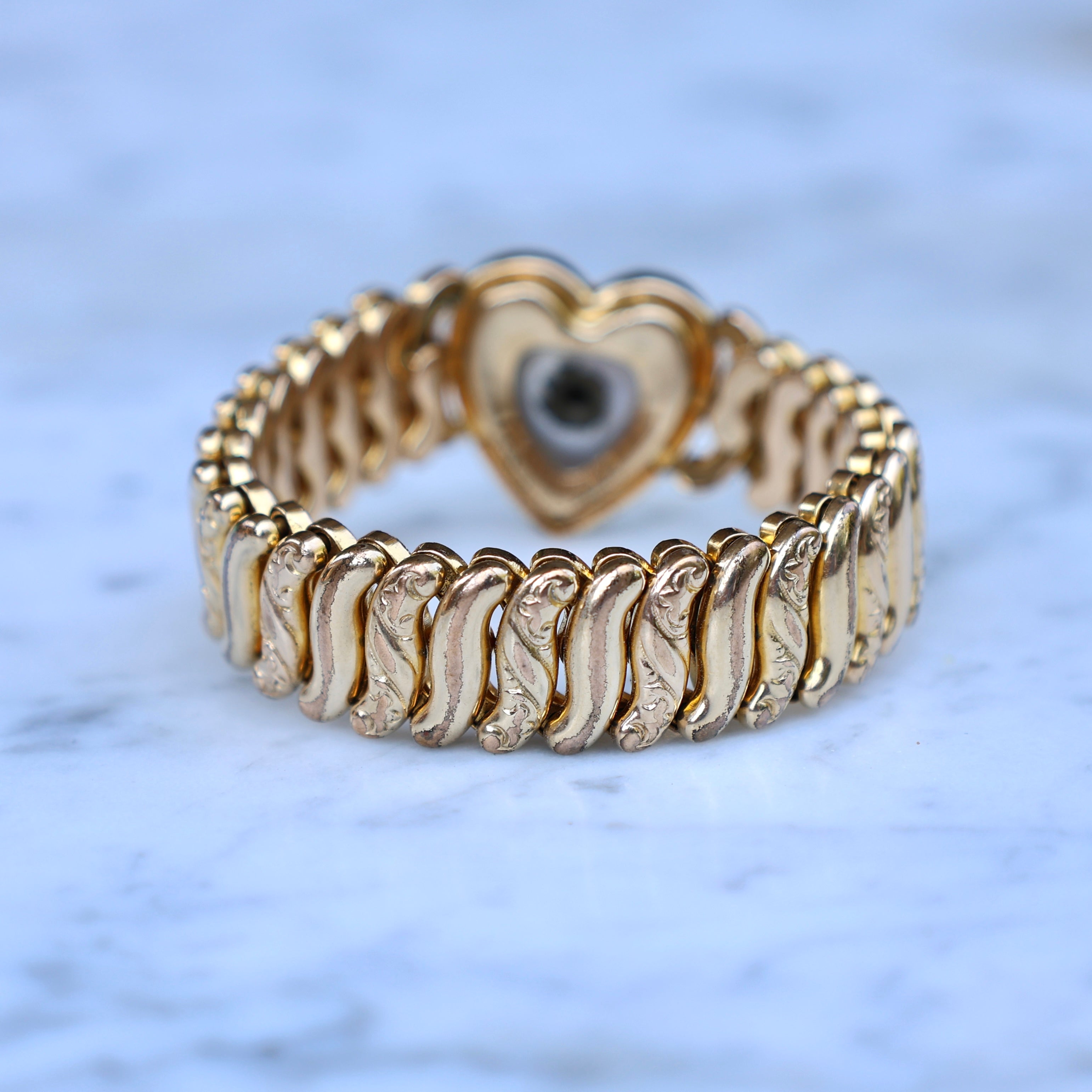 Vivian Grace Vintage Bracelet Gold Vintage Mother of Pearl Gold Filled Sweetheart Expansion Bracelet