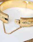 Vivian Grace Vintage Bracelet Gold Vintage Taille D'Epargne Hinged Gold-Filled Etched Bangle Bracelet - Bates & Bacon