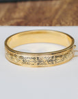 Vivian Grace Vintage Bracelet Gold Vintage Taille D'Epargne Hinged Gold-Filled Etched Bangle Bracelet - Bates & Bacon