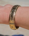 Vivian Grace Vintage Bracelet Gold Vintage Taille D'Epargne Hinged Gold-Filled Etched Bangle Bracelet - Bates & Bacon