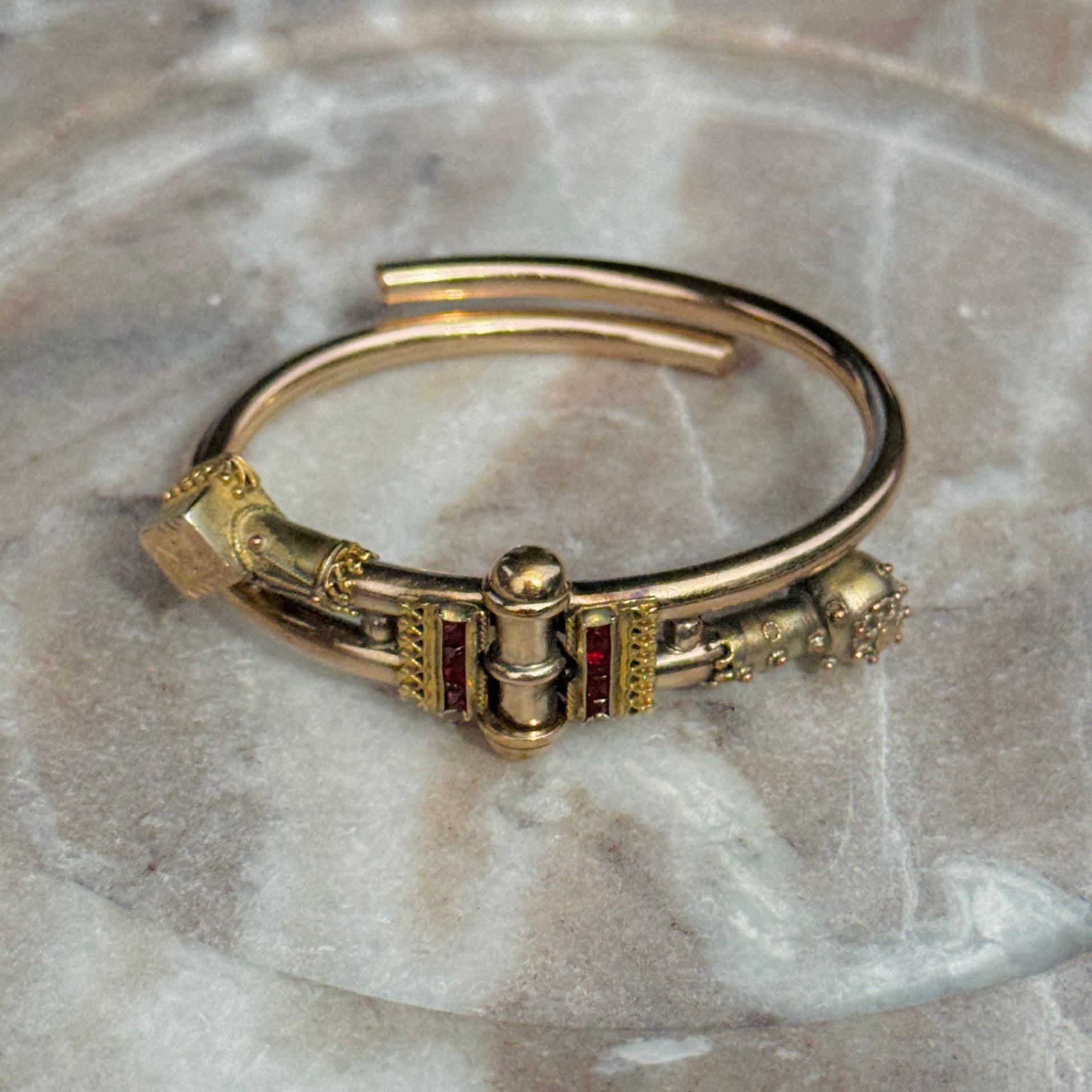 Vivian Grace Vintage Bracelet Rose Gold Vintage Victorian Bypass Bangle Bracelet (circa 1880)