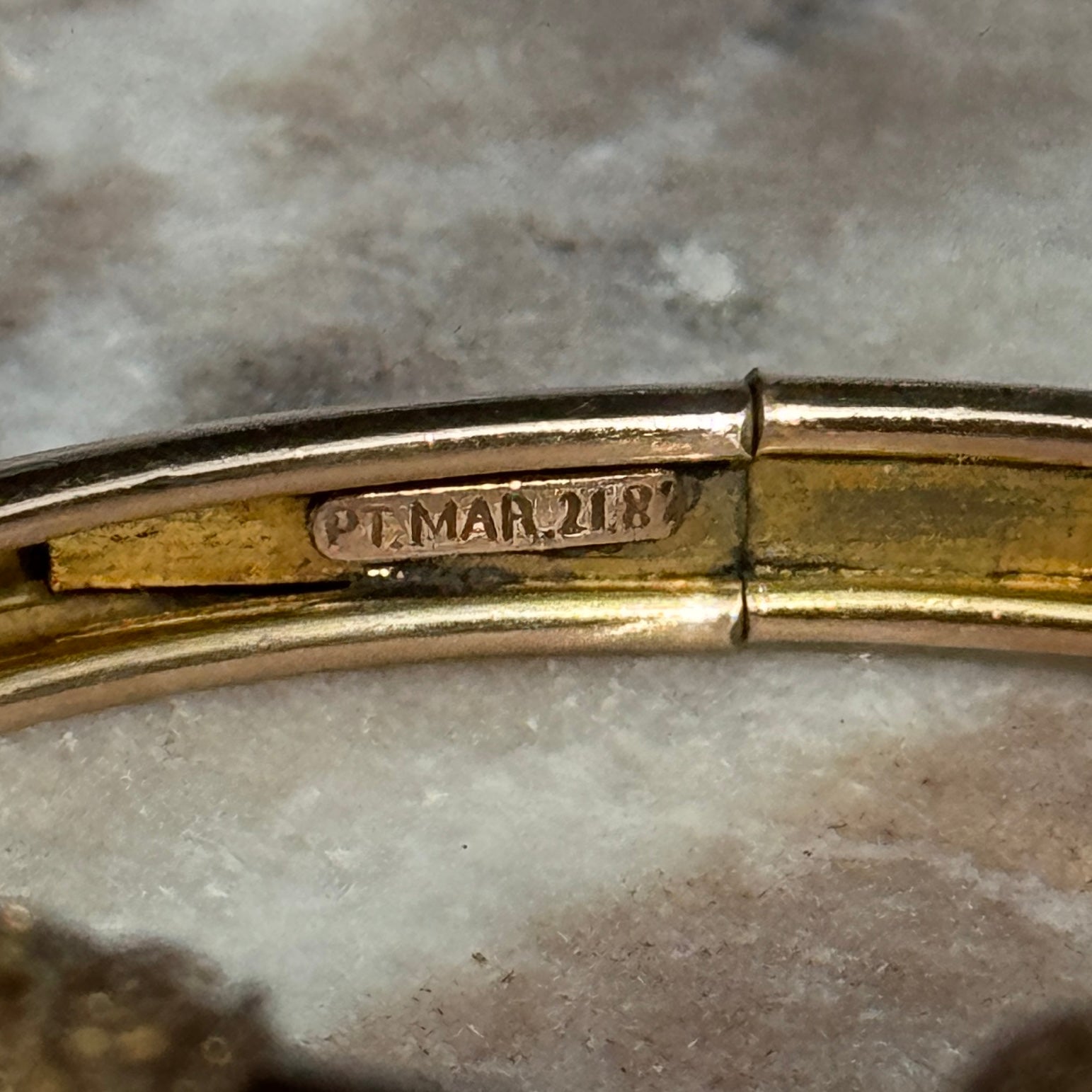 Vivian Grace Vintage Bracelet Rose Gold Vintage Victorian Etruscan Hinged Bypass Bangle Bracelet (circa 1880)- Tigers Eye