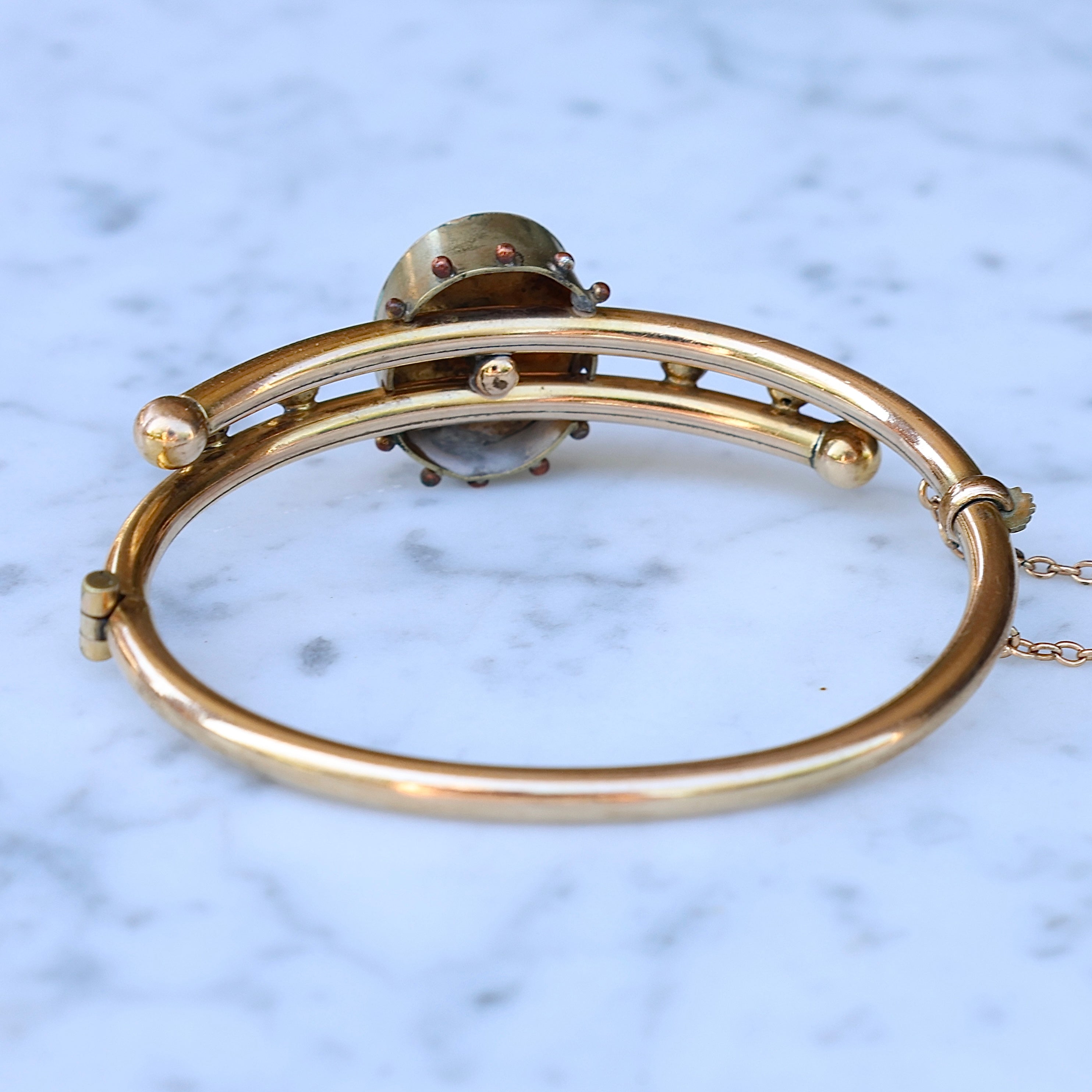 Vivian Grace Vintage Bracelet Rose Gold Vintage Victorian Hinged Bypass Bangle Bracelet (circa 1880-1910)
