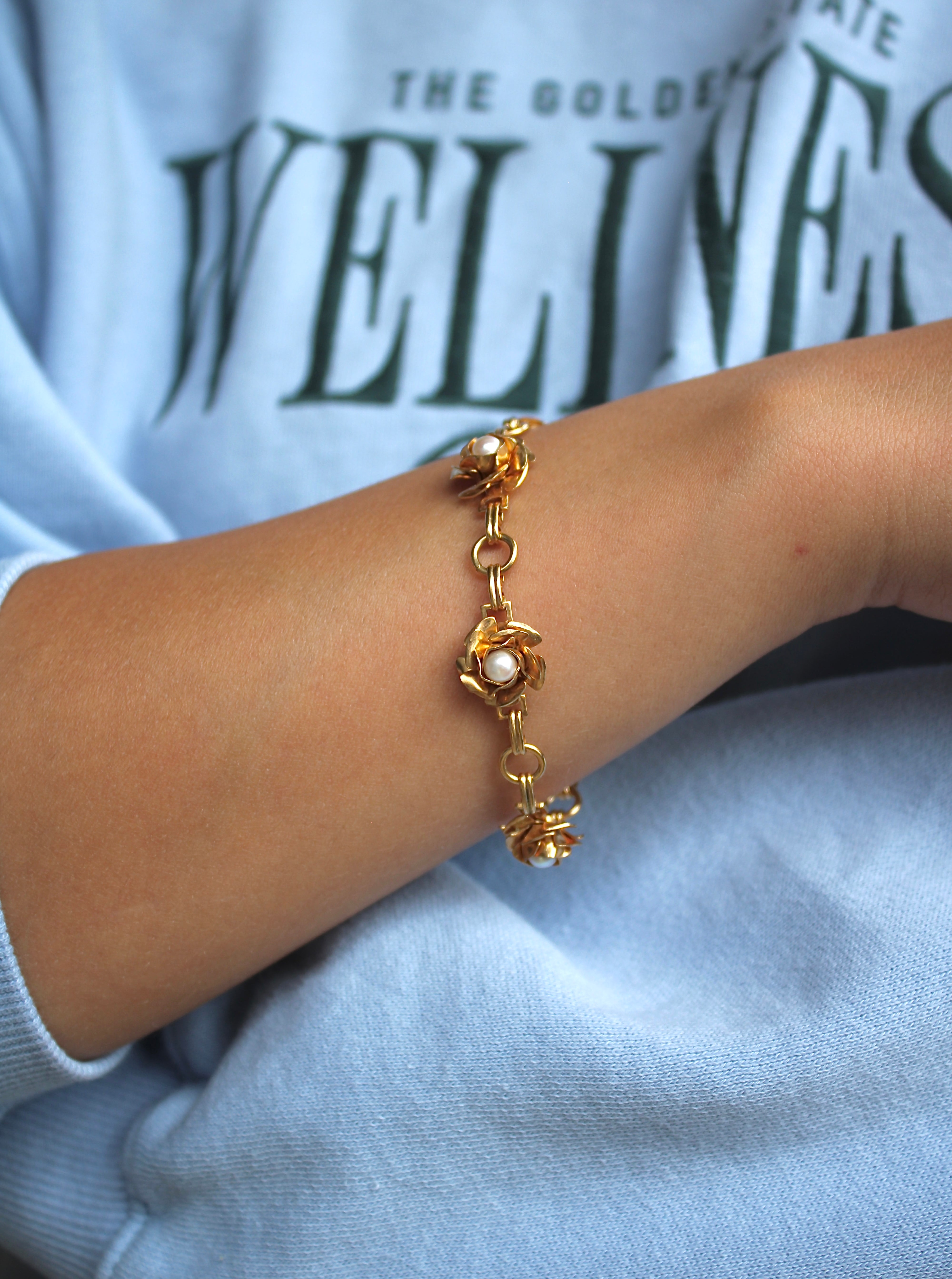 Vivian Grace Vintage Bracelet Vintage 12k Gold-Filled Faux Pearl Bracelet (circa 1940)