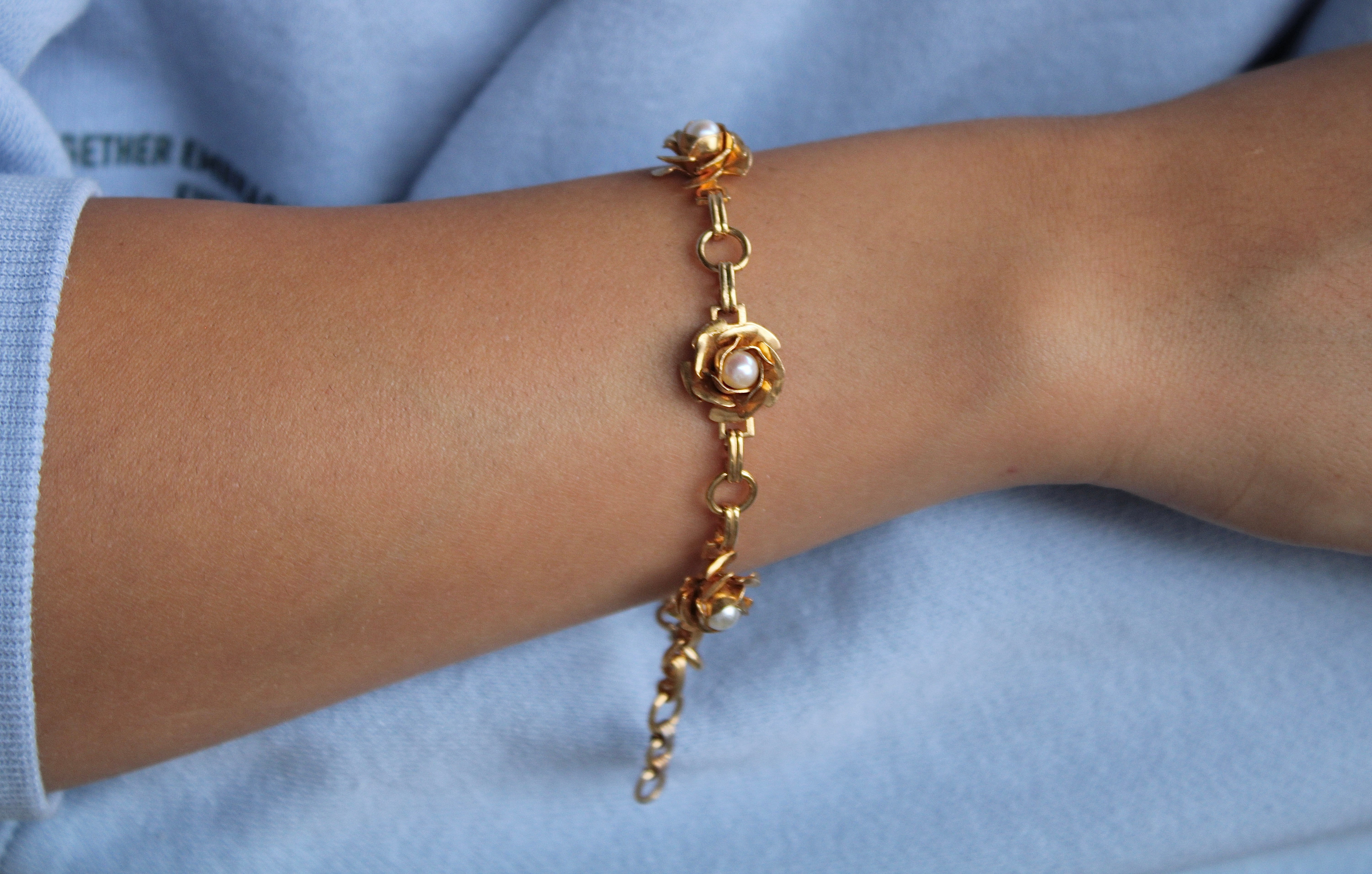Vivian Grace Vintage Bracelet Vintage 12k Gold-Filled Faux Pearl Bracelet (circa 1940)