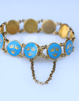 Vivian Grace Vintage Bracelet Vintage Blue Enamel Gilt Panel Bracelet by Sporrong