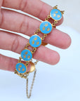 Vivian Grace Vintage Bracelet Vintage Blue Enamel Gilt Panel Bracelet by Sporrong