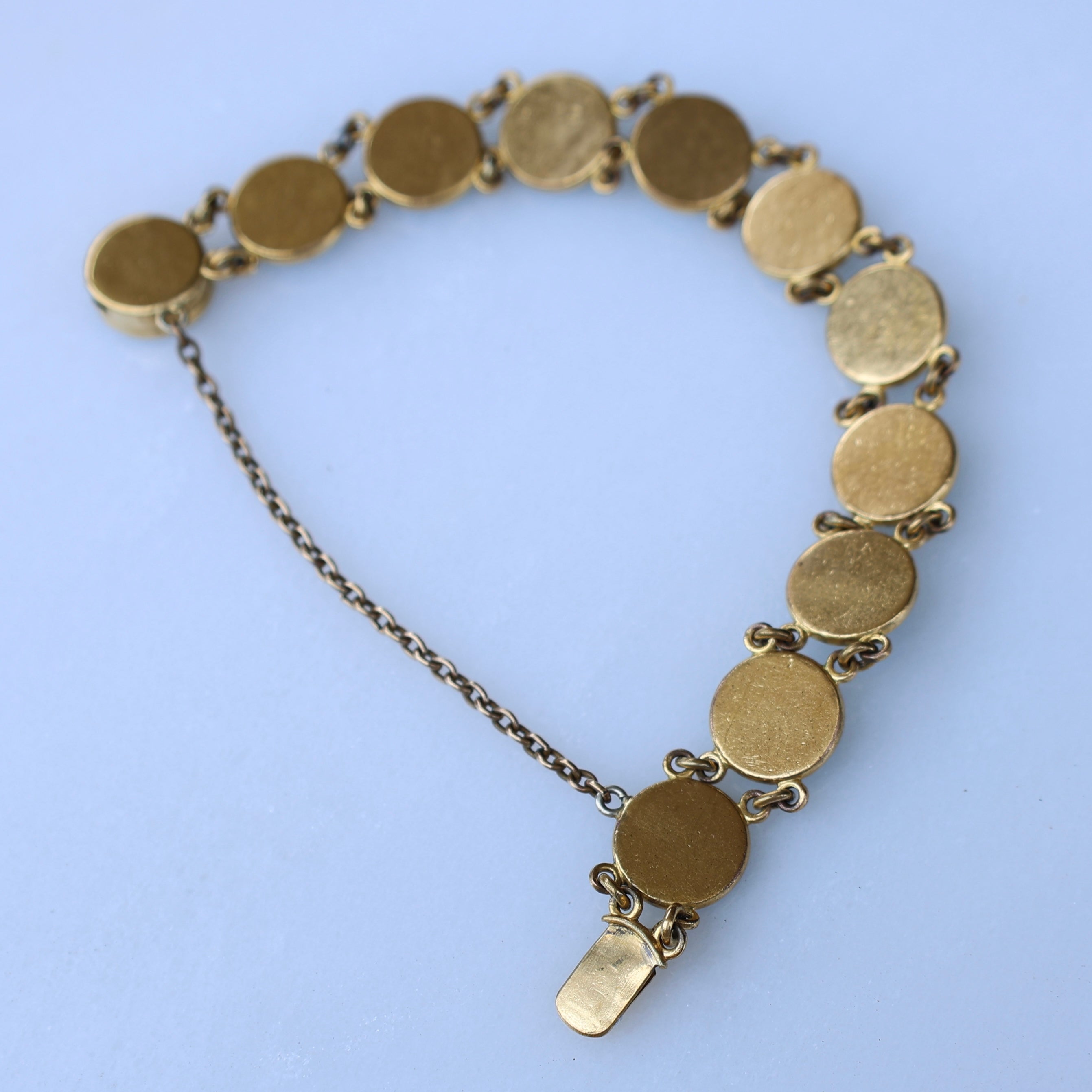 Vivian Grace Vintage Bracelet Vintage Blue Enamel Gilt Panel Bracelet by Sporrong