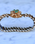 Vivian Grace Vintage Bracelet Vintage Emerald Paste Flower Sweetheart Expansion Bracelet (circa 1940)- 1/20 12k Gold Filled