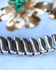 Vivian Grace Vintage Bracelet Vintage Emerald Paste Flower Sweetheart Expansion Bracelet (circa 1940)- 1/20 12k Gold Filled