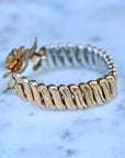 Vivian Grace Vintage Bracelet Vintage Emerald Paste Flower Sweetheart Expansion Bracelet (circa 1940)- 1/20 12k Gold Filled