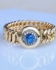Vivian Grace Vintage Bracelet Vintage Gold Filled Sweetheart Expansion Bracelet - Blue Glass Gemstone (circa 1930)