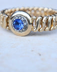 Vivian Grace Vintage Bracelet Vintage Gold Filled Sweetheart Expansion Bracelet - Blue Glass Gemstone (circa 1930)
