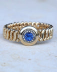 Vivian Grace Vintage Bracelet Vintage Gold Filled Sweetheart Expansion Bracelet - Blue Glass Gemstone (circa 1930)
