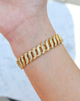 Vivian Grace Vintage Bracelet Vintage Gold Filled Sweetheart Expansion Bracelet - Red Glass Gemstone (circa 1930)