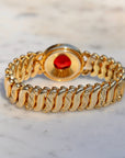 Vivian Grace Vintage Bracelet Vintage Gold Filled Sweetheart Expansion Bracelet - Red Glass Gemstone (circa 1930)