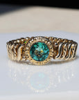 Vivian Grace Vintage Bracelet Vintage Gold Filled Sweetheart Expansion Bracelet - Teal Glass Gemstone (circa 1930)