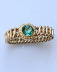 Vivian Grace Vintage Bracelet Vintage Gold Filled Sweetheart Expansion Bracelet - Teal Glass Gemstone (circa 1930)