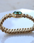 Vivian Grace Vintage Bracelet Vintage Gold Filled Sweetheart Expansion Bracelet - Teal Glass Gemstone (circa 1930)