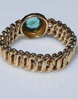 Vivian Grace Vintage Bracelet Vintage Gold Filled Sweetheart Expansion Bracelet - Teal Glass Gemstone (circa 1930)