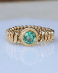 Vivian Grace Vintage Bracelet Vintage Gold Filled Sweetheart Expansion Bracelet - Teal Glass Gemstone (circa 1930)