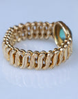 Vivian Grace Vintage Bracelet Vintage Gold Filled Sweetheart Expansion Bracelet - Teal Glass Gemstone (circa 1930)
