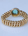 Vivian Grace Vintage Bracelet Vintage Gold Filled Sweetheart Expansion Bracelet - Teal Glass Gemstone (circa 1930)