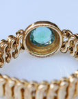 Vivian Grace Vintage Bracelet Vintage Gold Filled Sweetheart Expansion Bracelet - Teal Glass Gemstone (circa 1930)