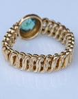 Vivian Grace Vintage Bracelet Vintage Gold Filled Sweetheart Expansion Bracelet - Teal Glass Gemstone (circa 1930)