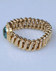 Vivian Grace Vintage Bracelet Vintage Gold Filled Sweetheart Expansion Bracelet - Teal Glass Gemstone (circa 1930)