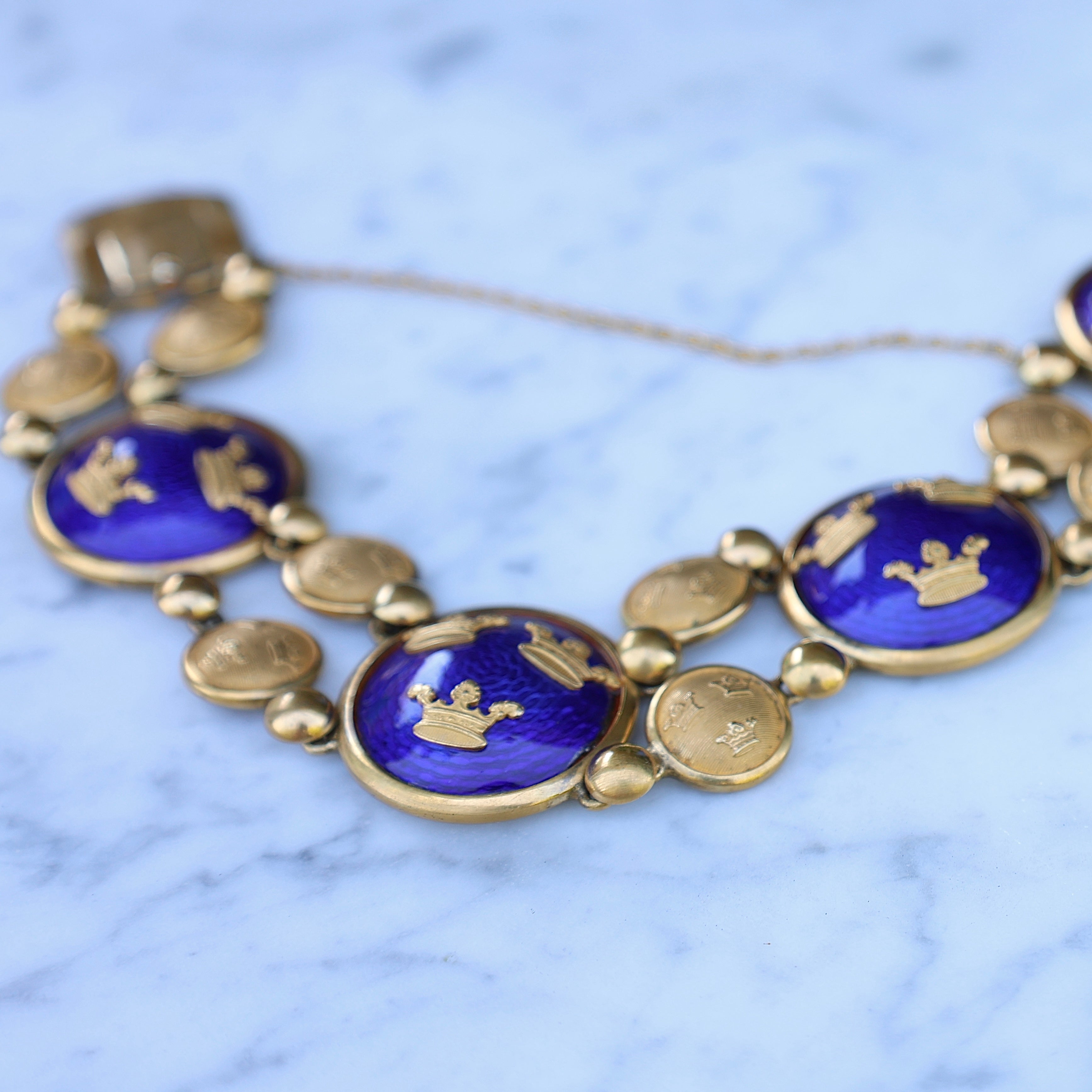 Vivian Grace Vintage Bracelet Vintage Royal Blue Enamel Gilt Panel Bracelet by Sporrong (Copy)