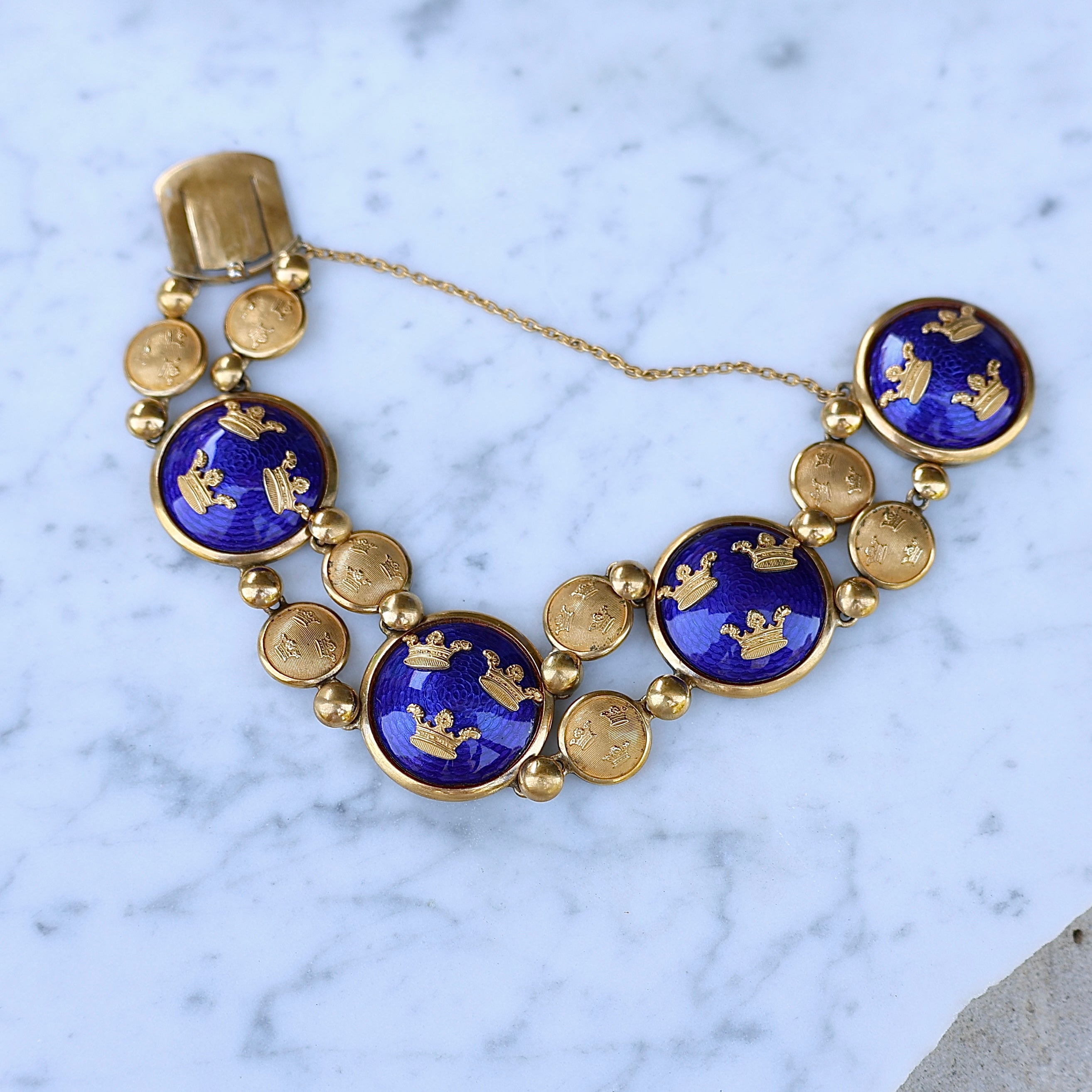 Vivian Grace Vintage Bracelet Vintage Royal Blue Enamel Gilt Panel Bracelet by Sporrong (Copy)