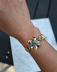 Vivian Grace Vintage Bracelet Vintage Teal Paste Sweetheart Expansion Bracelet (circa 1940)- 1/20 12k Gold Filled