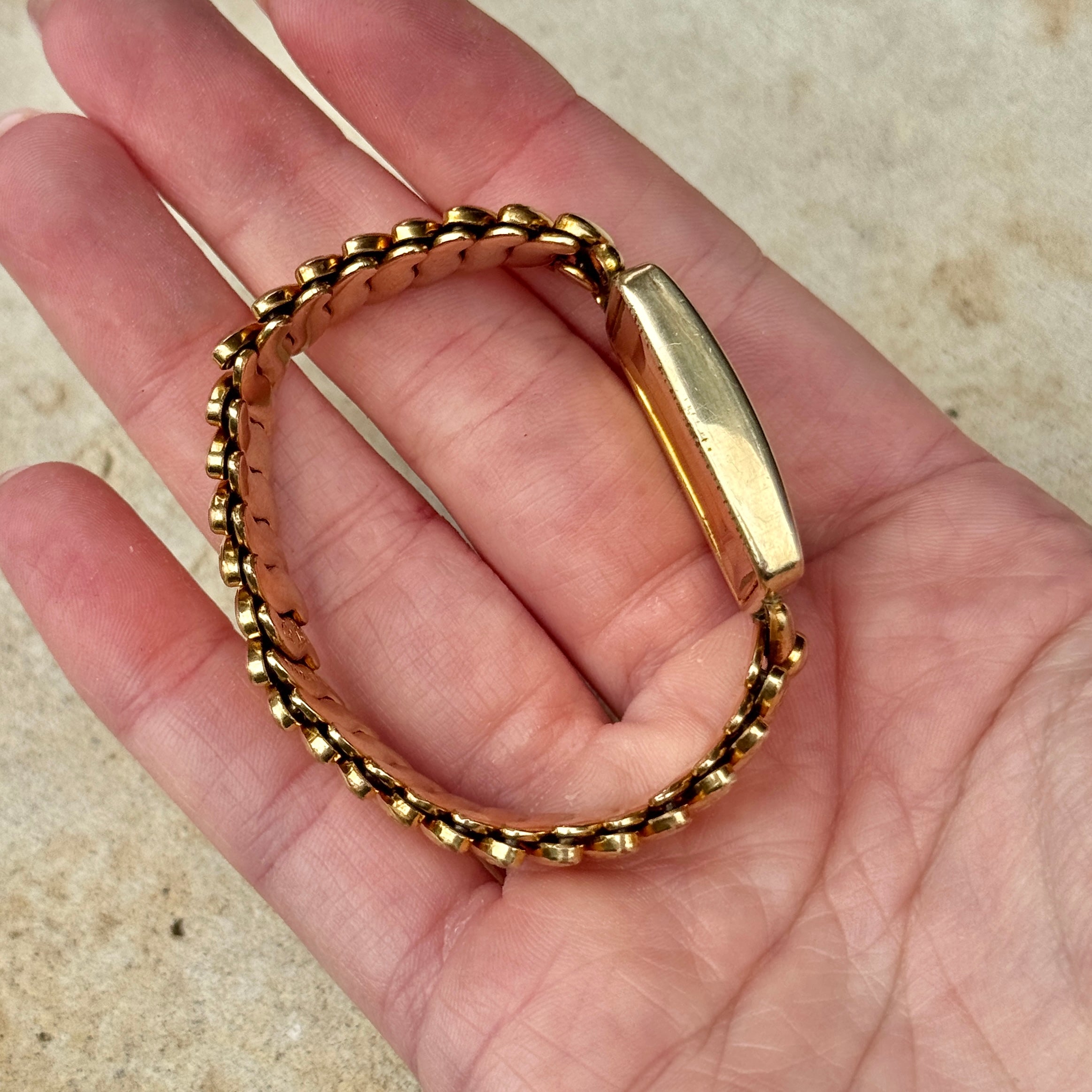Vivian Grace Vintage Gold Etched Floral Gold Filled Sweetheart Bracelet - Vintage