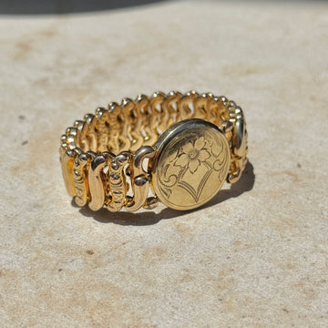 Vivian Grace Vintage Gold Etched Floral Gold Filled Sweetheart Bracelet - Vintage
