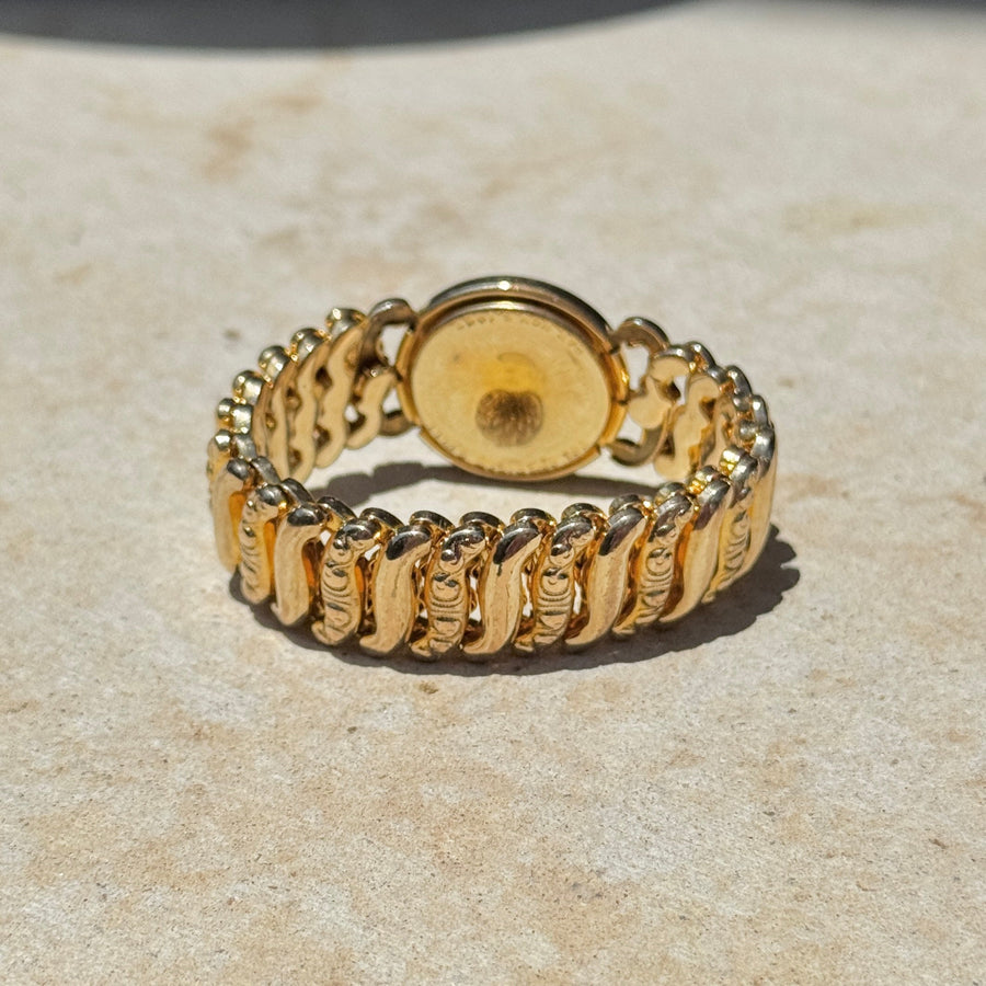 Vivian Grace Vintage Gold Etched Floral Gold Filled Sweetheart Bracelet - Vintage