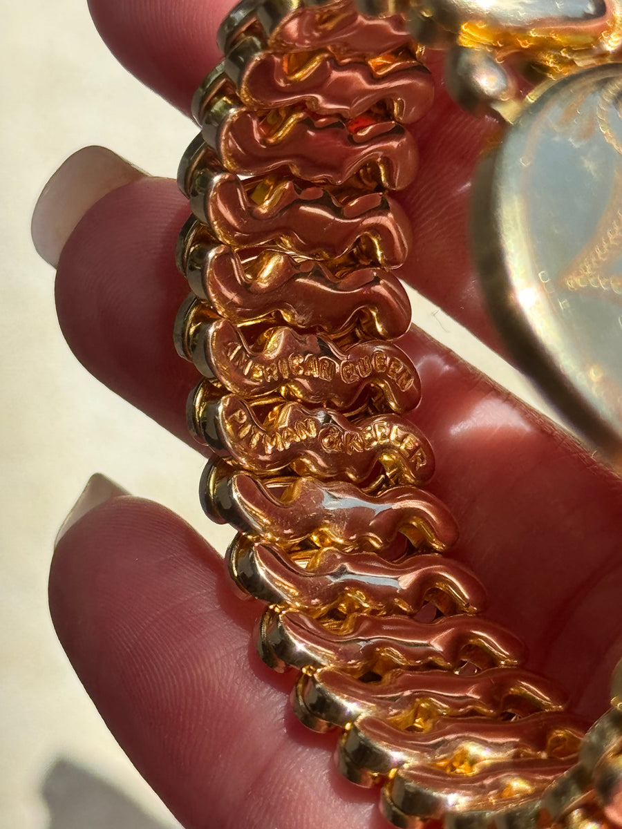 Vivian Grace Vintage Gold Etched Floral Gold Filled Sweetheart Bracelet - Vintage