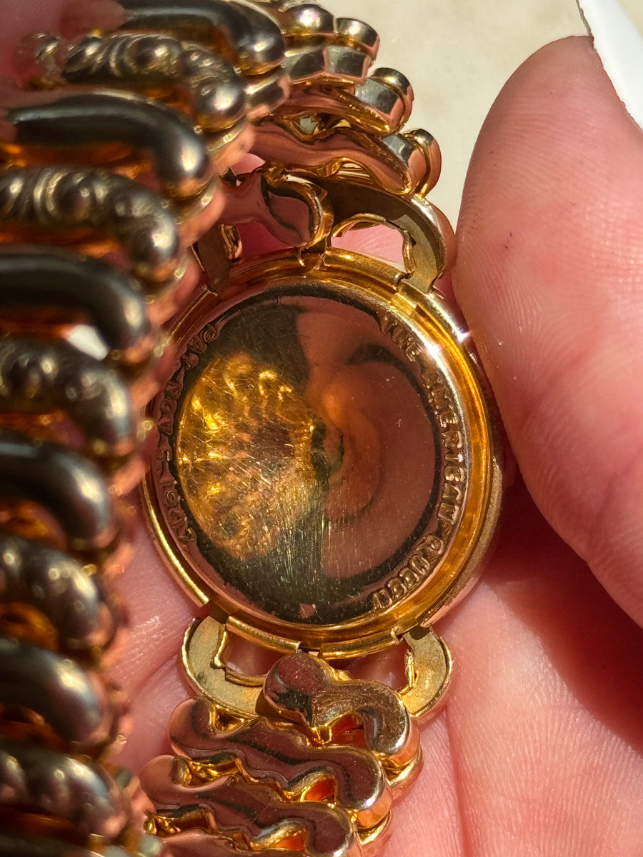 Vivian Grace Vintage Gold Etched Floral Gold Filled Sweetheart Bracelet - Vintage