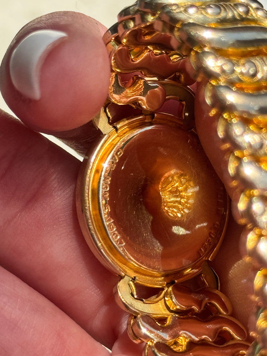 Vivian Grace Vintage Gold Etched Floral Gold Filled Sweetheart Bracelet - Vintage