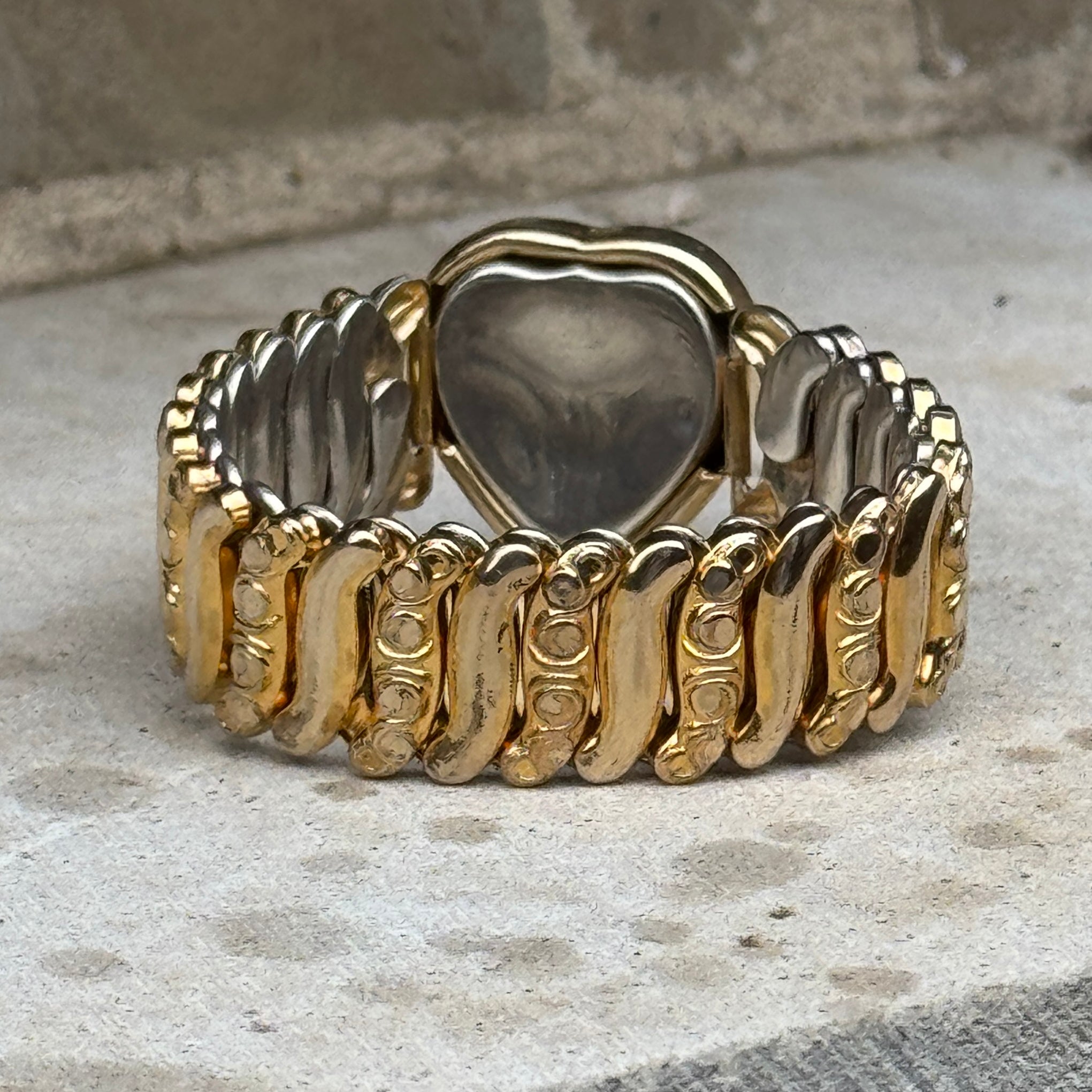 Vivian Grace Vintage Gold Etched Heart Gold Filled Sweetheart Bracelet - Vintage