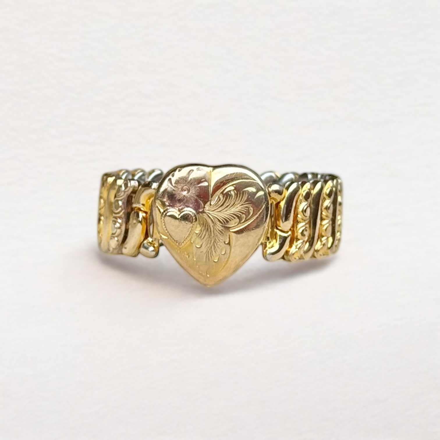 Vivian Grace Vintage Gold Etched Heart Gold Filled Sweetheart Bracelet - Vintage