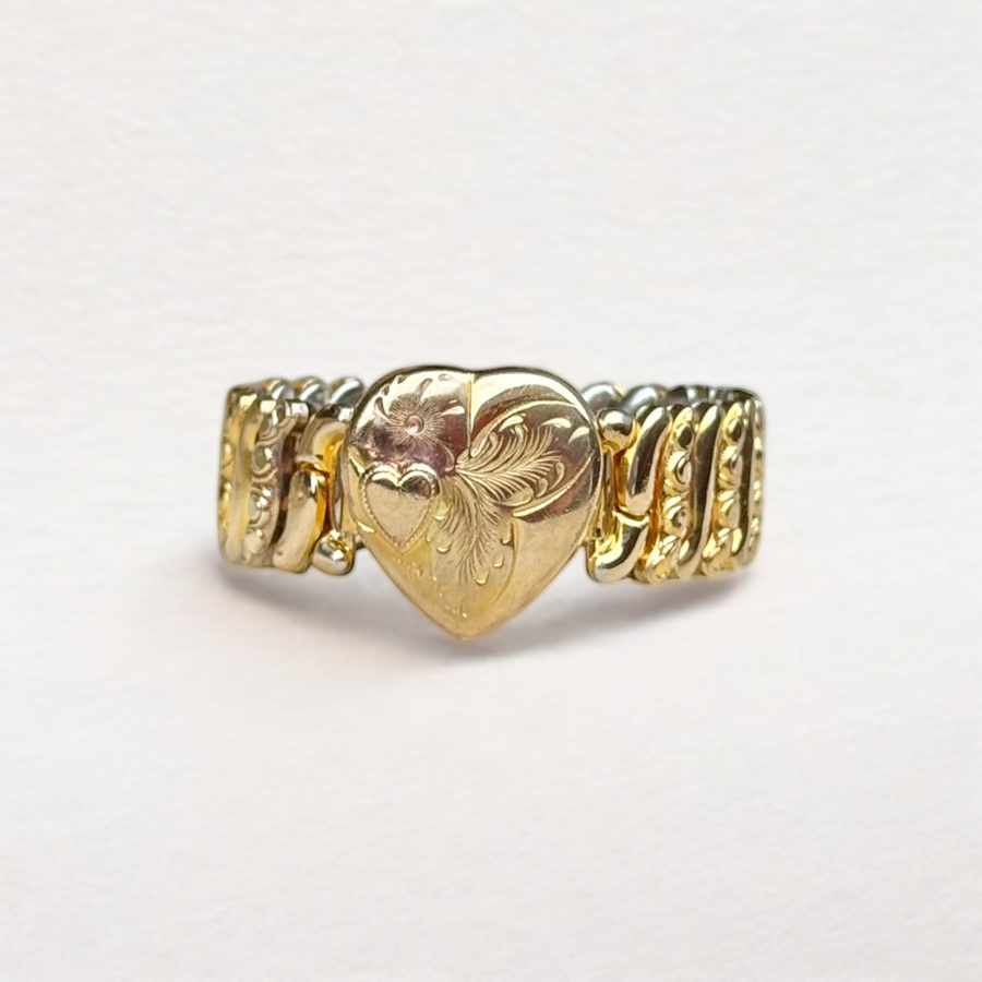 Vivian Grace Vintage Gold Etched Heart Gold Filled Sweetheart Bracelet - Vintage