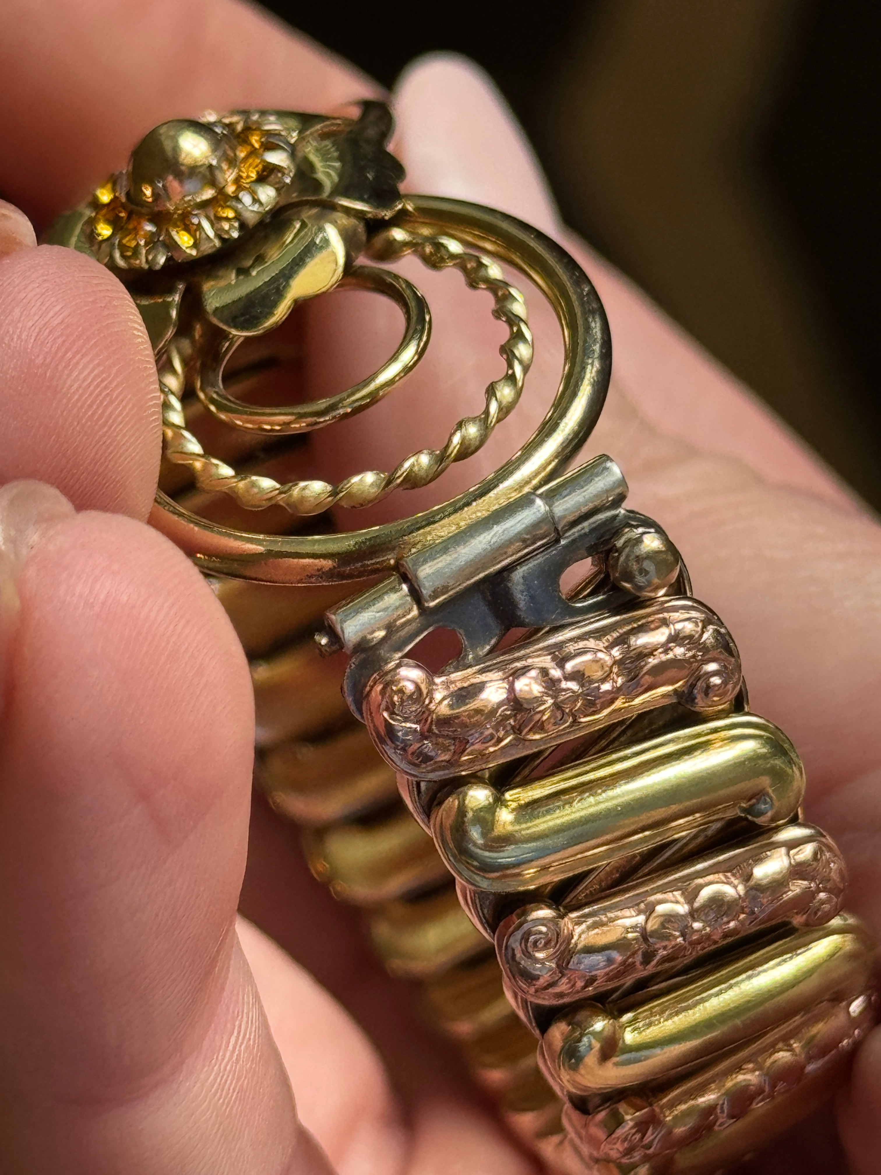 Vivian Grace Vintage Gold Gold Filled Sweetheart Bracelet with Citrine Accents- Vintage
