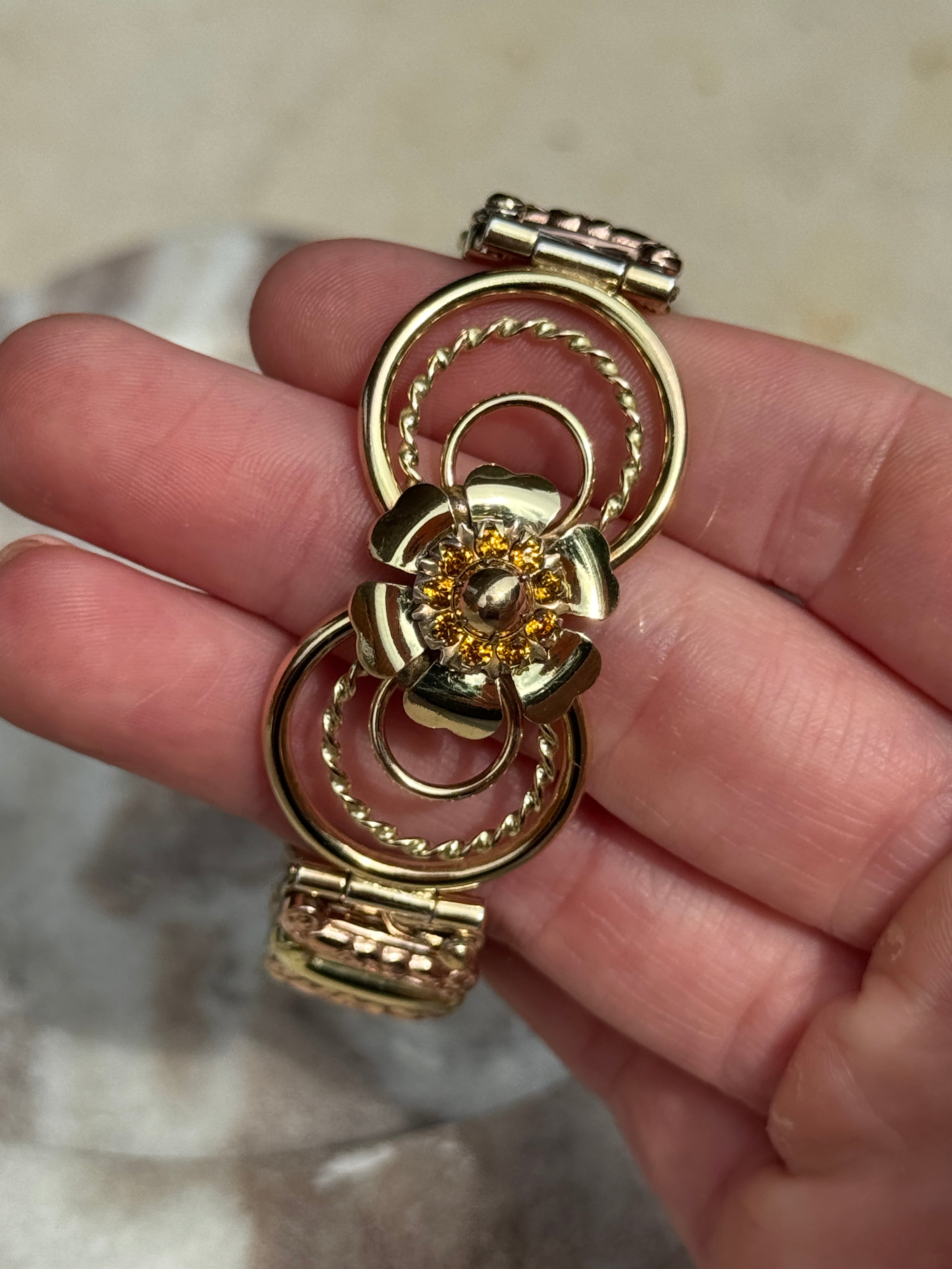 Vivian Grace Vintage Gold Gold Filled Sweetheart Bracelet with Citrine Accents- Vintage