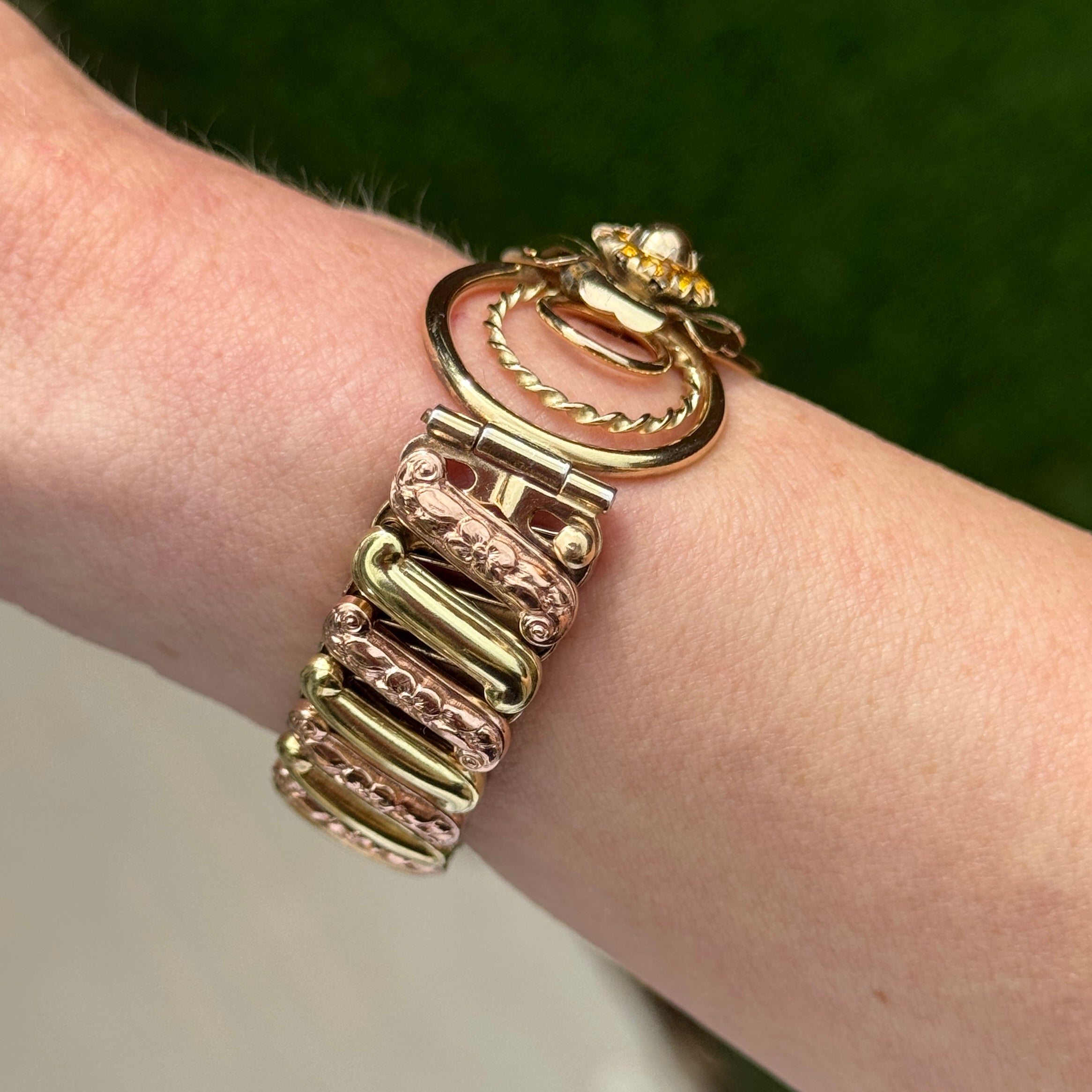Vivian Grace Vintage Gold Gold Filled Sweetheart Bracelet with Citrine Accents- Vintage