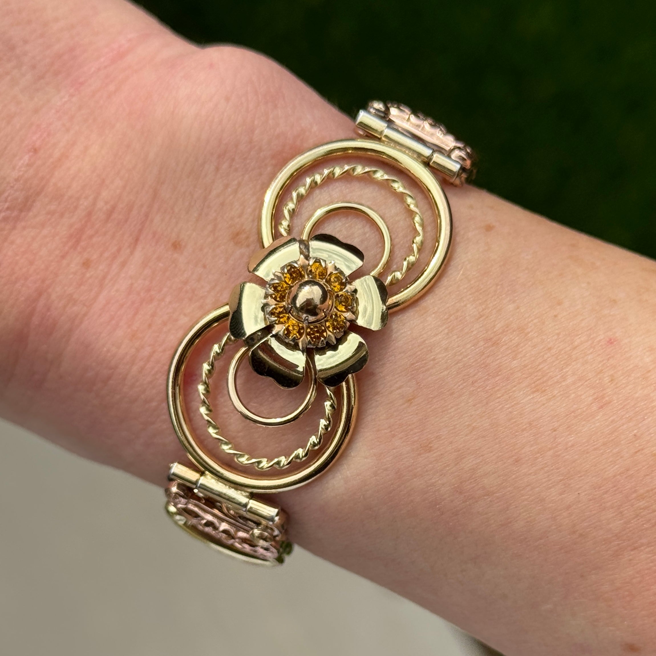 Vivian Grace Vintage Gold Gold Filled Sweetheart Bracelet with Citrine Accents- Vintage
