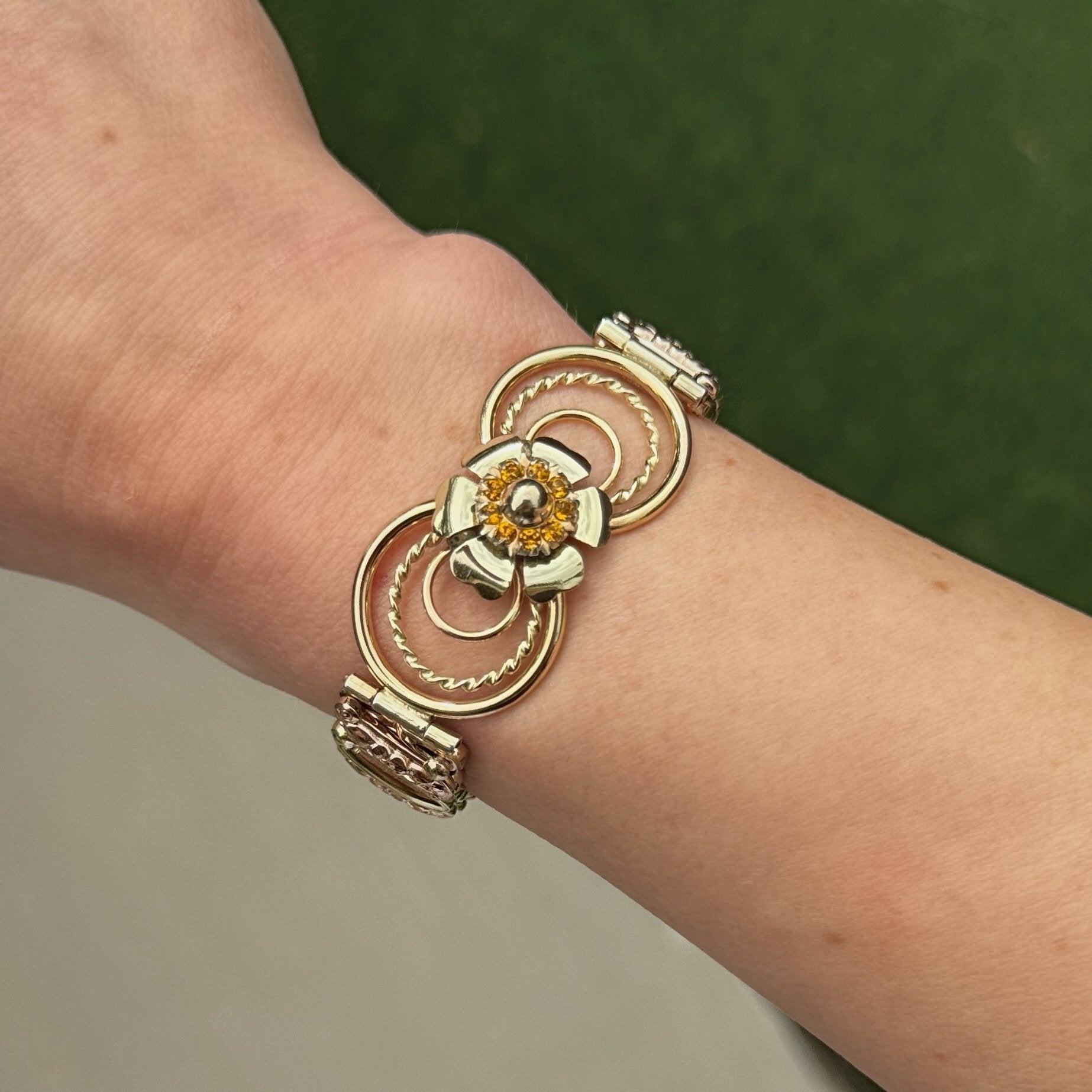 Vivian Grace Vintage Gold Gold Filled Sweetheart Bracelet with Citrine Accents- Vintage